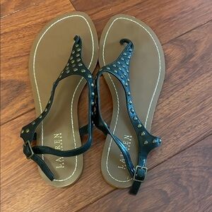 Lauren Ralph Lauren Black and Brown Studded Sandals